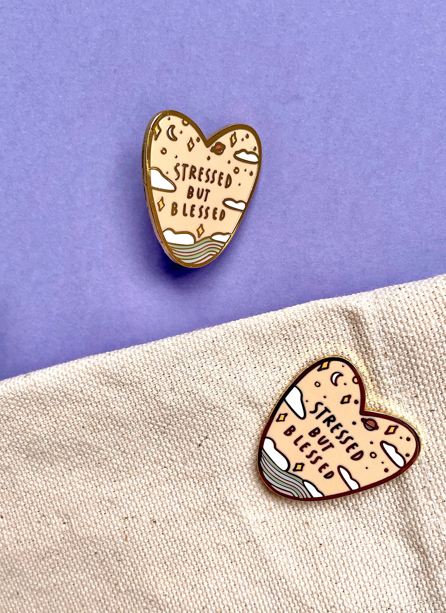 "Stressed But Blessed" Heart Shaped - Enamel Pin