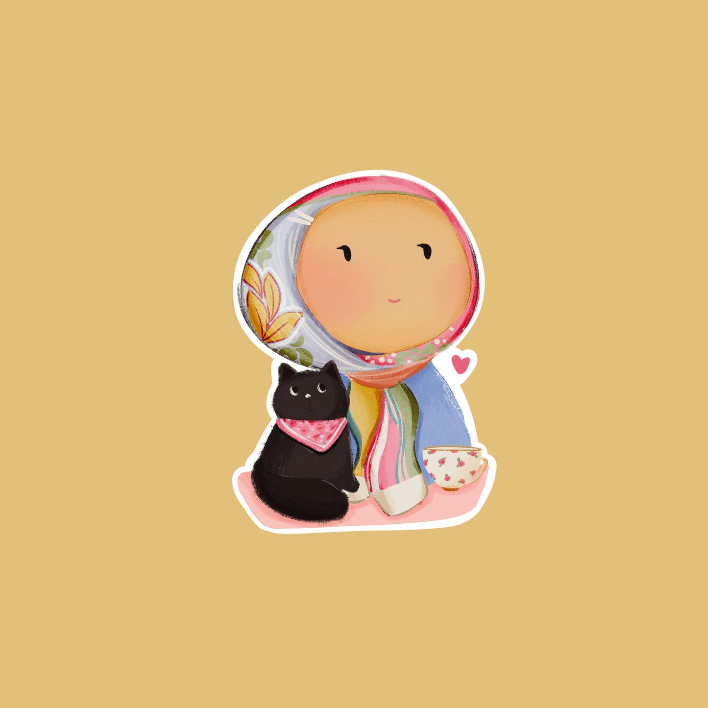 "Girl With Cat" Sticker