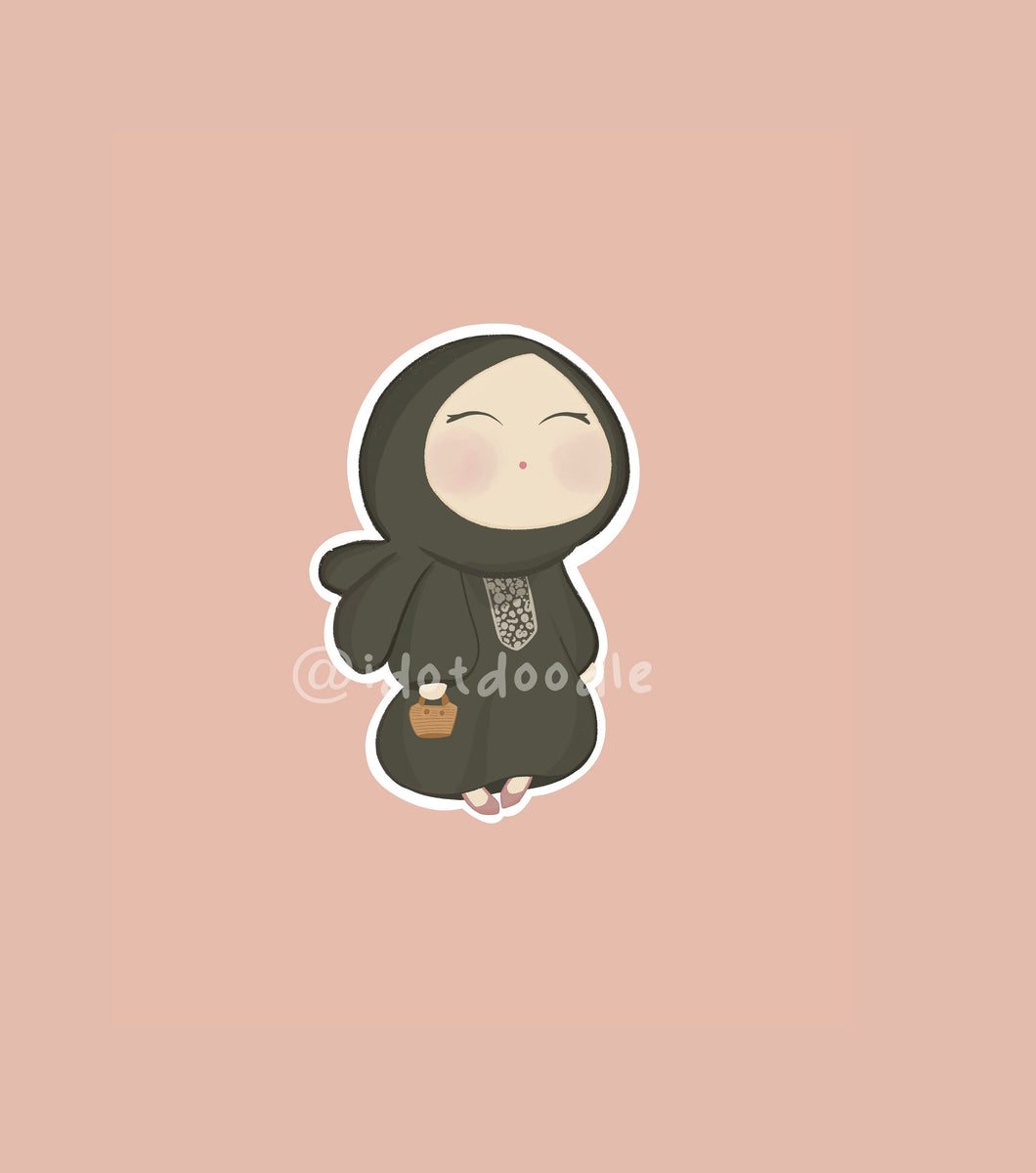 Hijabi Girl sticker - All Black