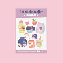 Load image into Gallery viewer, Idotdoodle Juice sticker sheet
