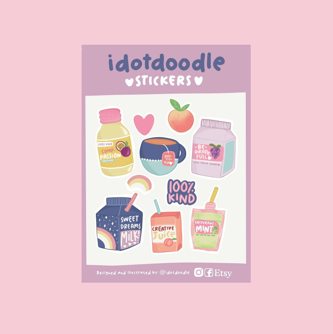 Idotdoodle Juice sticker sheet