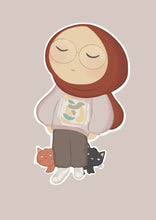 Load image into Gallery viewer, Hijabi Girl with Cats stickers
